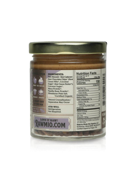 Almond Chocolate Chip Cookie Dough Spread, 8oz, Rawmio, back