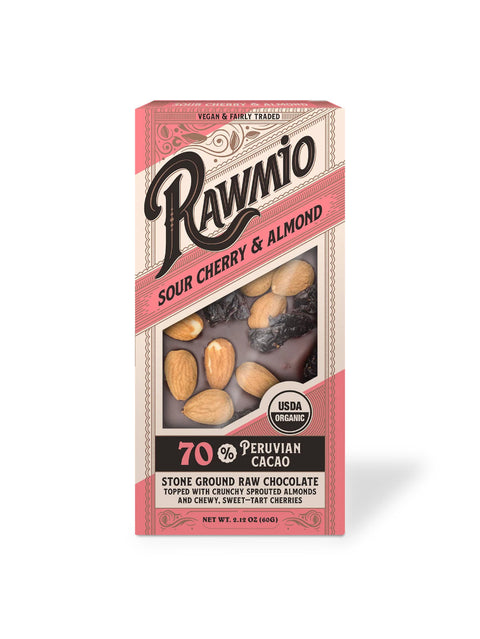 Chocolate Bark, Sour Cherry & Almond, 2.12oz, Rawmio