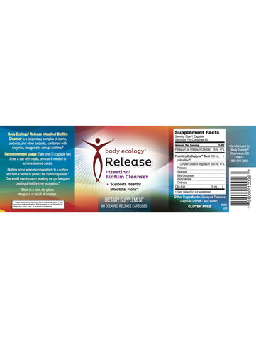Release, Intestinal BioFilm Cleanser, 60 Caps, Body Ecology, Label