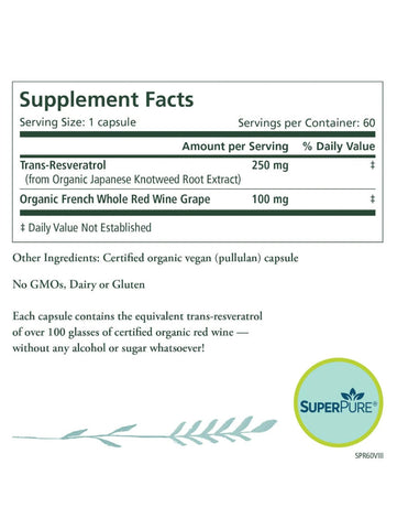 SuperPure® Resveratrol Extract, 60 Caps, Pure Synergy, Supplement Facts