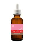 Bottle of sea buckthorn oil, 1oz, live live & organic with a dropper on a white background