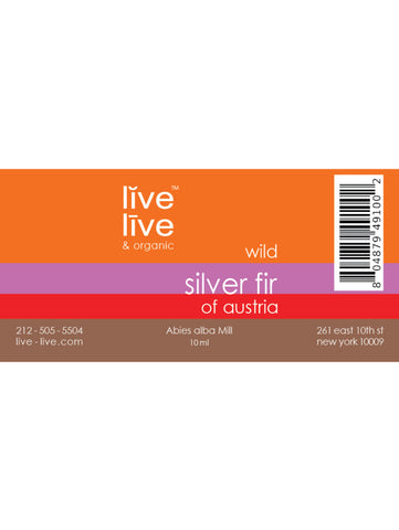 Silver Fir of Austria, Wild Essential Oil, Abies alba Mill, 10ml, Live Live & Organic, Label