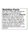 Nutrition facts label for Sunflower Lecithin with detailed calorie and nutrient information.