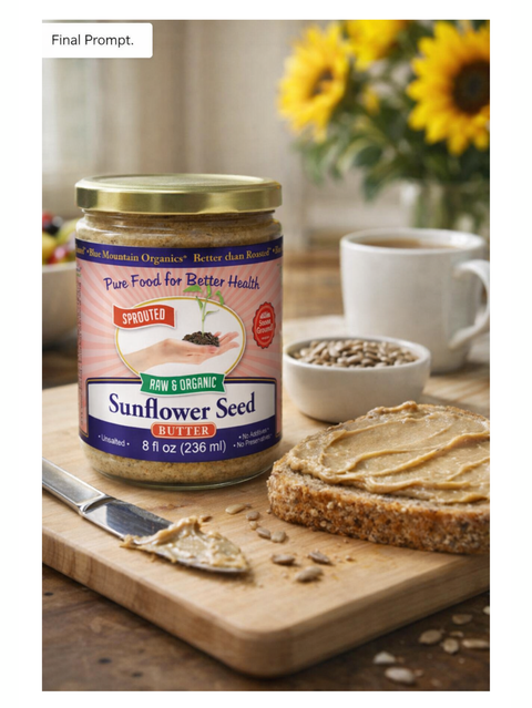 Sunflower Butter, Organic & Sprouted, 8 oz, Blue Mountain Organics