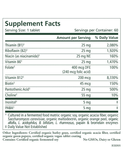 Super B-Complex, 60 Tablets, Pure Synergy, Supplement Facts