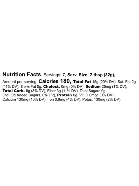 Tahini Sesame Seed Butter, Sprouted, 8oz, Blue Mountain Organics, nutrition facts