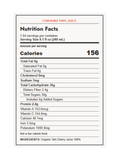 Nutrition facts label for Tart Cherry Juice, Organic, Cold-Pressed, 8.4oz, by Pomona, with 156 calories per serving