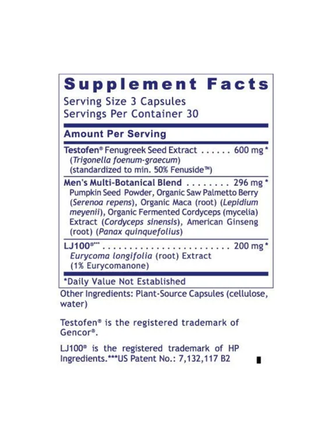 Testosterone Premium, 90 Veg Caps, Premier Research Labs, Supplement Facts