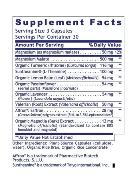 Tranquinol, 60 Veg Caps, Premier Research Labs, Supplement Facts