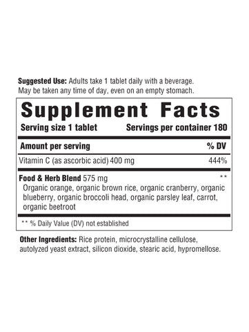 Vitamin C 400, 180 Tablets, Innate Response Formulas, Supplement Facts