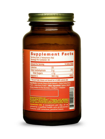 Truly Natural Vitamin C, Powder, 6.35oz, HealthForce SuperFoods, Supplement Facts