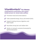 Vita Min Herb for Women supplement packaging with text on a white background