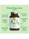 Wheat Grass Juice Powder, by Pure Synergy, container with green background and feature text