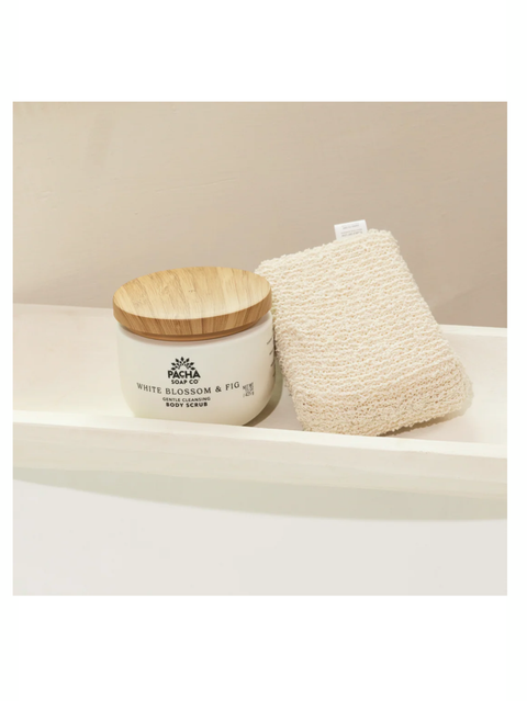 White Blossom & Fig Body Scrub, Pacha Soap, lifestyle