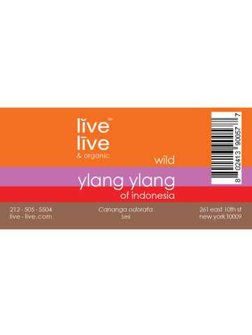 Ylang Ylang of Indonesia Essential Oil, Cananga odorata, 5ml, Live Live & Organic, Label