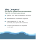 Zinc Complex by Pure Synergy, product description with benefits on a white background
