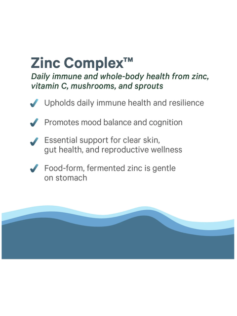 Zinc Complex by Pure Synergy, product description with benefits on a white background