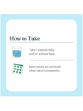 Instruction card on how to take Zinc Complex™, 60 Caps, by Pure Synergy, with water, on a light blue background