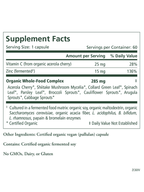 Zinc Complex™, 60 Caps, Pure Synergy, supplement facts